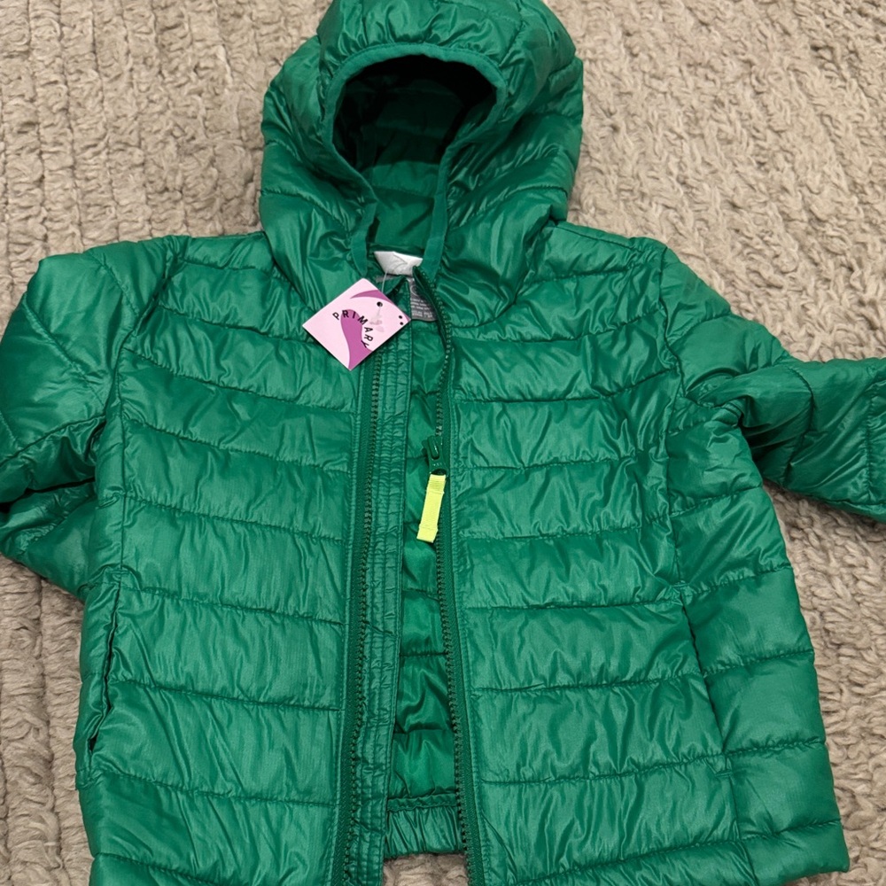 Primary Bright Green Kids Puffer Jacket size 3t brand new w tags